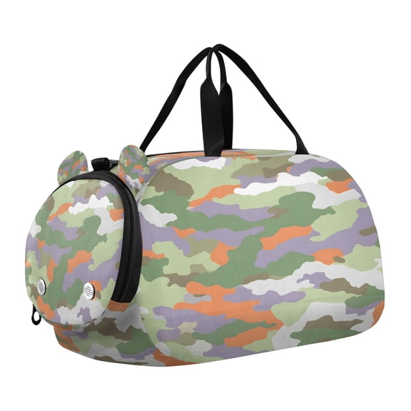 DIXRUYEE Camouflage Army Pattern Scale Duffel Bag With Ventilated Shoe Pocket & Adjustable Strap for Gym, Dance & Travel