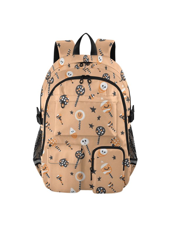 Candy Pattern Backpack for School 14Laptop Compatible with Reflective Safety Strips