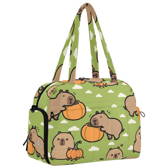 DIXRUYEE Capybara Pumpkin Cloud Pattern Print Gym Bag for Women 23L Sports Travel Duffle Bag with Shoe Compartment Weekender Overnight Carry On Bag for Yoga Maternity Hospital Bag