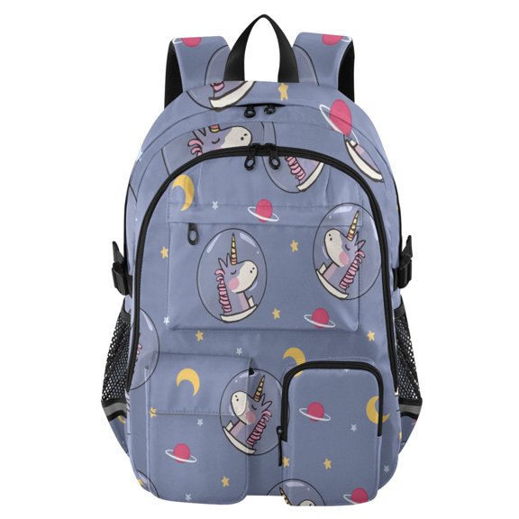 DIXRUYEE Cartoon Unicorn Pattern Backpack for School 14Laptop Compatible with Reflective Safety Strips