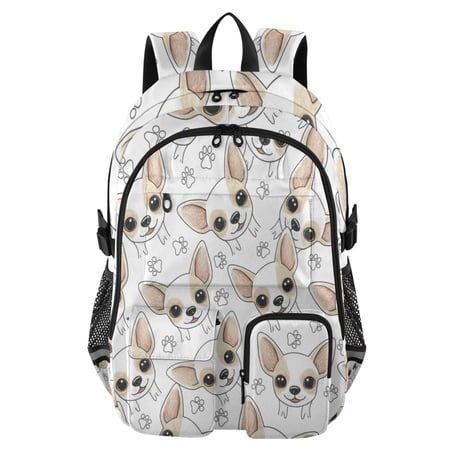 DIXRUYEE Chihuahua Dog Backpack for School 14”Laptop Compatible with Reflective Safety Strips