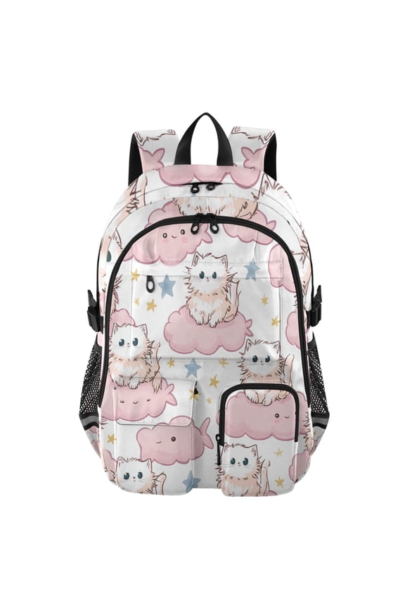 Cloudy Cuddle Crew Backpack for School 14Laptop Compatible with Reflective Safety Strips