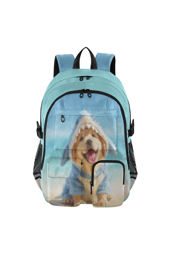 Coastal Shark Pup Backpack for School 14Laptop Compatible with Reflective Safety Strips