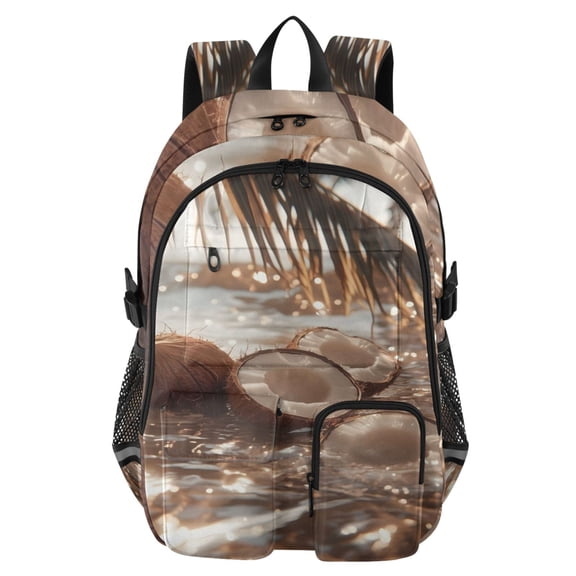 DIXRUYEE Coconut Beach Backpack for School 14Laptop Compatible with Reflective Safety Strips