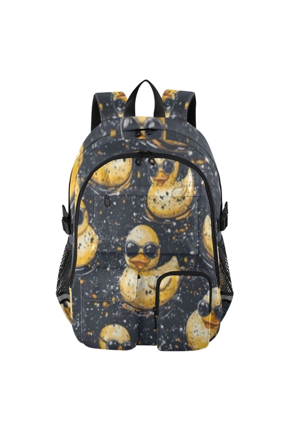 Cool Rubber Duck Pattern Backpack for School 14Laptop Compatible with Reflective Safety Strips