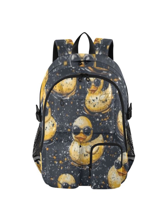 Cool Rubber Duck Pattern Backpack for School 14Laptop Compatible with Reflective Safety Strips