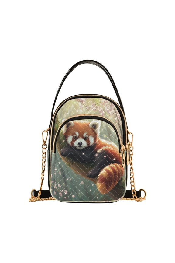 Cross Body Fashion Shoulder Waist Purse Bags Blossoming Red Panda Pocket Handbags