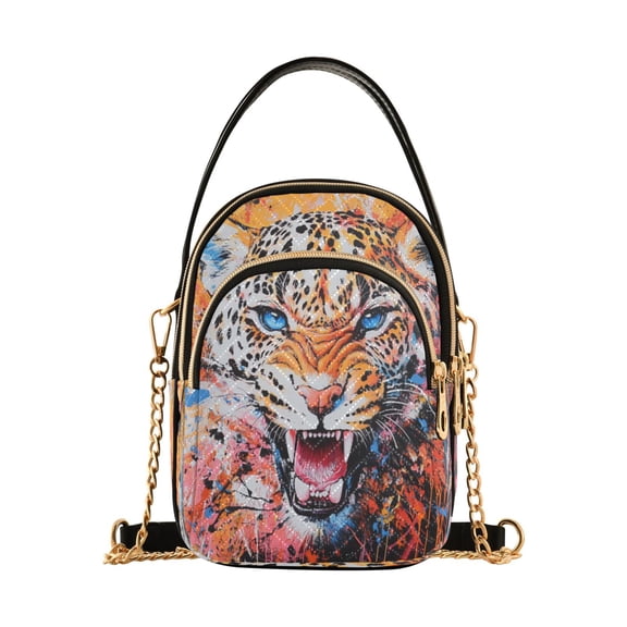 DIXRUYEE Cross Body Fashion Shoulder Waist Purse Bags Colorful Roar Pocket Handbags