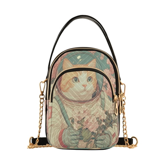 DIXRUYEE Cross Body Fashion Shoulder Waist Purse Bags Cosmic Kitty Flora Pocket Handbags