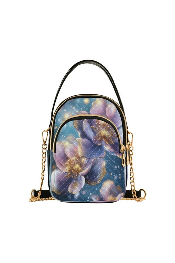 Cross Body Fashion Shoulder Waist Purse Bags Fairy Flowers in Glittering Bloom Pocket Handbags
