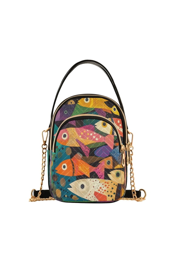Cross Body Fashion Shoulder Waist Purse Bags Fish Parade Pocket Handbags