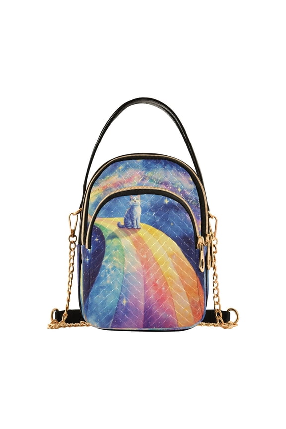 Cross Body Fashion Shoulder Waist Purse Bags Galactic Cat Journey Pocket Handbags