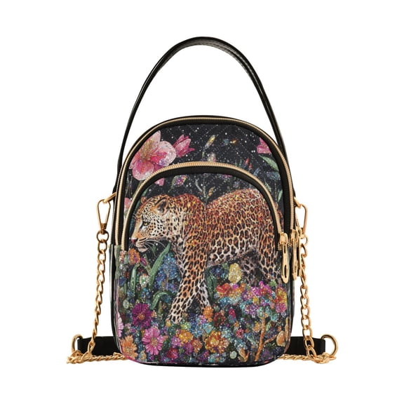 DIXRUYEE Cross Body Fashion Shoulder Waist Purse Bags Leopard Among Flora Pocket Handbags