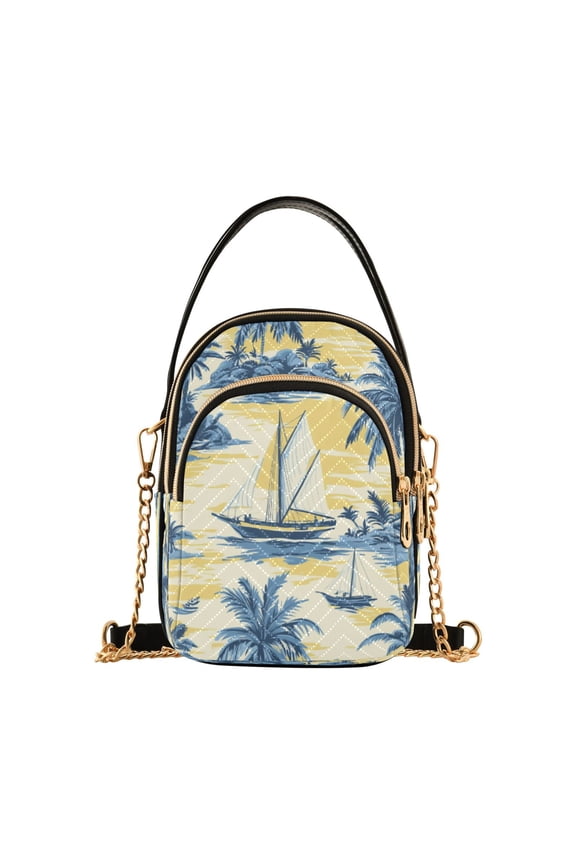 Cross Body Fashion Shoulder Waist Purse Bags Nautical Bliss in Blue and Yellow Pocket Handbags