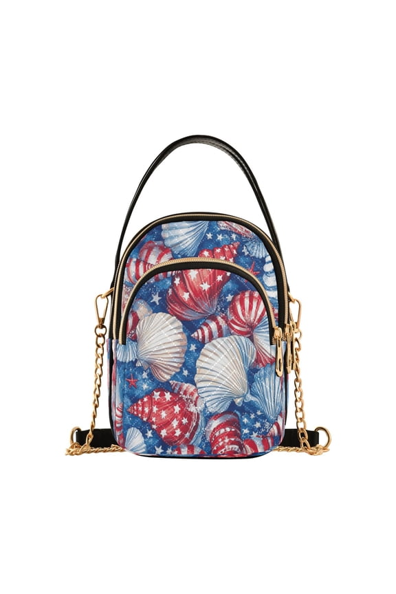 Cross Body Fashion Shoulder Waist Purse Bags Patriotic Seashells Pocket Handbags