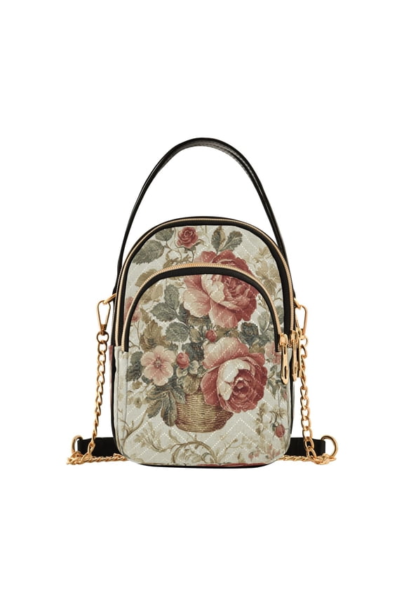 Cross Body Fashion Shoulder Waist Purse Bags Vintage Rose Bouquet Pocket Handbags