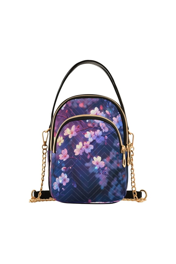 Cross Body Fashion Shoulder Waist Purse Bags Winkling Cherry Blooms Pocket Handbags