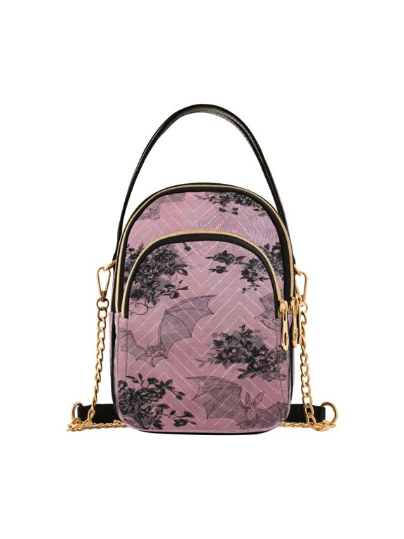 Cross Body Shoulder Handbags Bags Fashion Blossen Bat Print Pattern