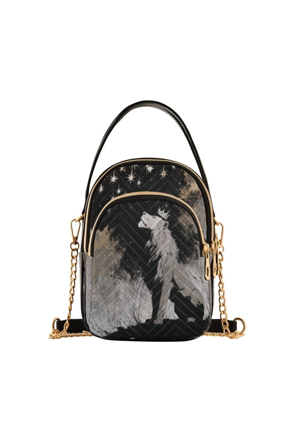 Cross Body Shoulder Handbags Bags Fashion Celestial Wolf under Starry Sky Pattern