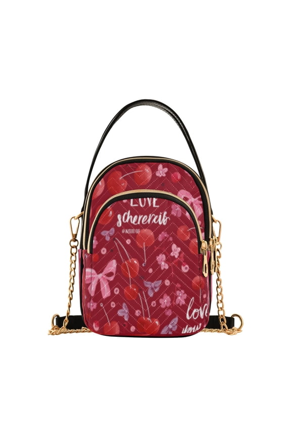 Cross Body Shoulder Handbags Bags Fashion Cherry Red Love Whimsy Pattern
