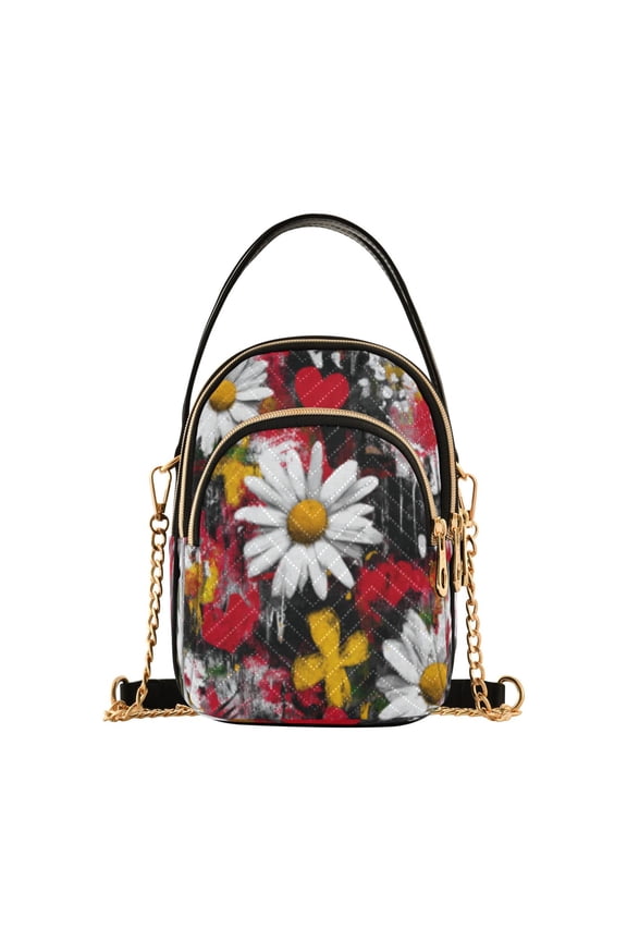 Cross Body Shoulder Handbags Bags Fashion Colorful Daisy Collage Pattern
