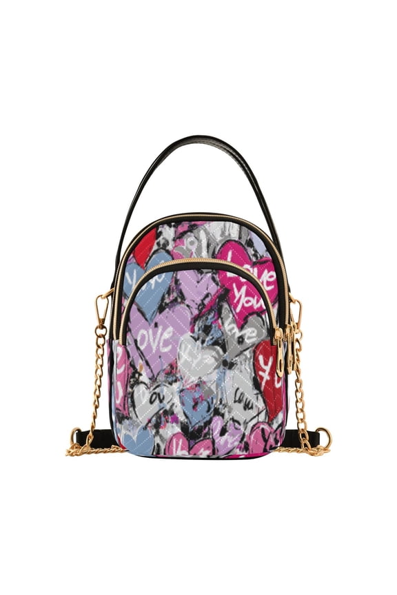 Cross Body Shoulder Handbags Bags Fashion Colorful Love Hearts Pattern
