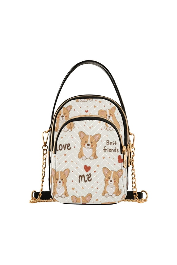 Cross Body Shoulder Handbags Bags Fashion Corgi Love Phrase Collage Pattern