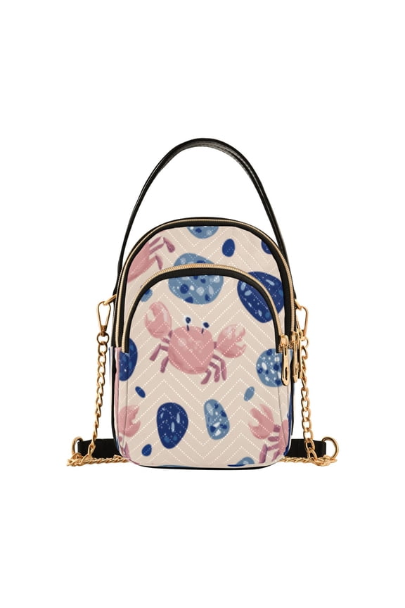 Cross Body Shoulder Handbags Bags Fashion Crab & Cobblestone Coastal Play Pattern