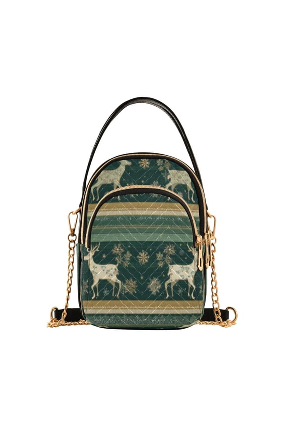 Cross Body Shoulder Handbags Bags Fashion Elegant Deer in Green Splendor Pattern