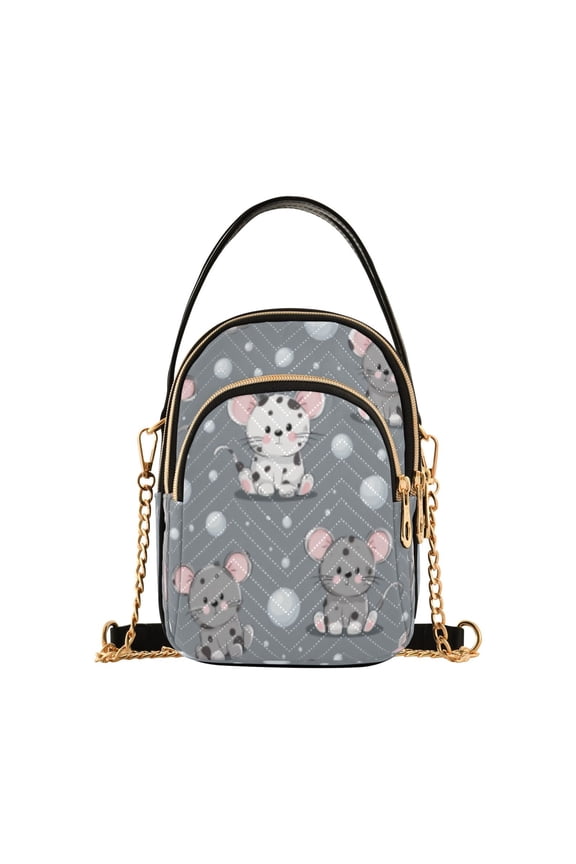 Cross Body Shoulder Handbags Bags Fashion Frosty Mouse Snow Globe Scene Pattern