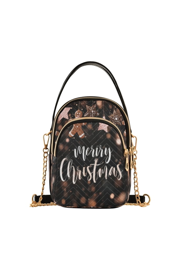 Cross Body Shoulder Handbags Bags Fashion Glittering Christmas Gingerbread Magic Pattern