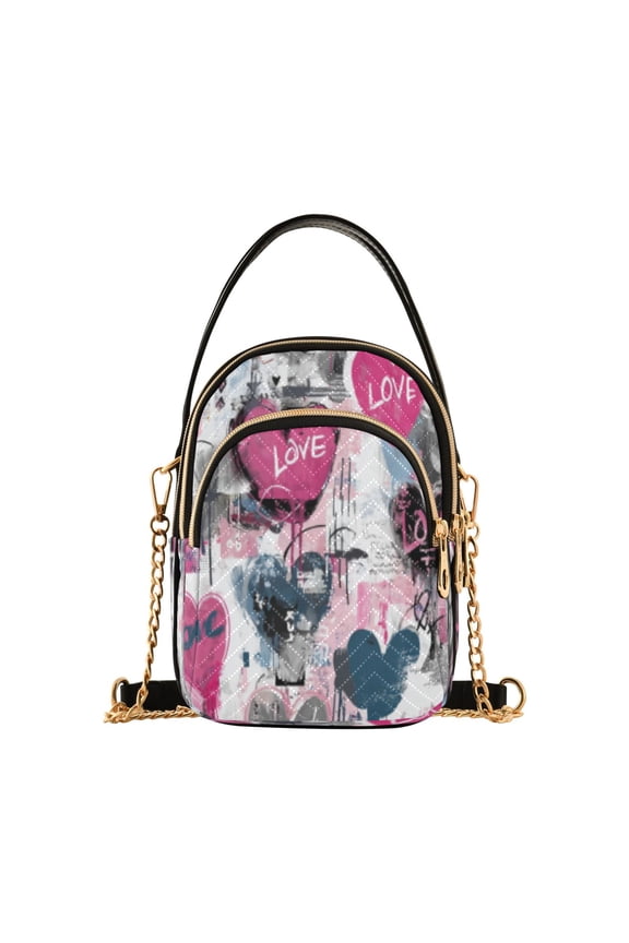 Cross Body Shoulder Handbags Bags Fashion Pink Love Graffiti Pattern