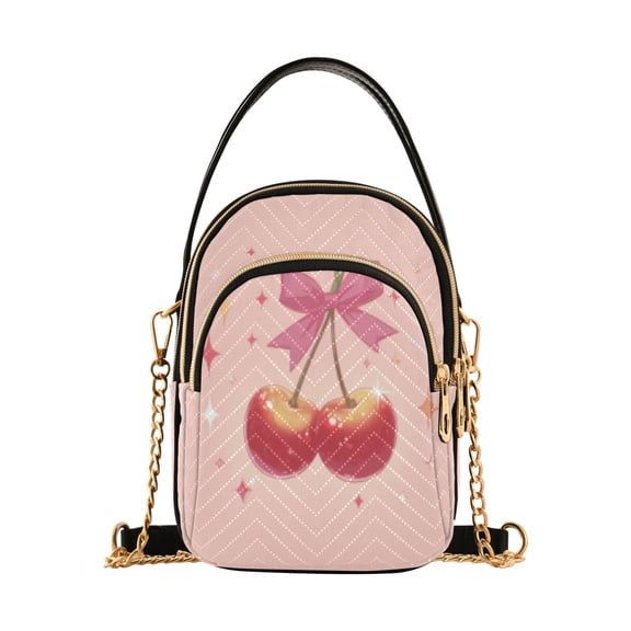 DIXRUYEE Cross Body Shoulder Handbags Bags Fashion Sparkly Cherry Ribbon Charm Pattern