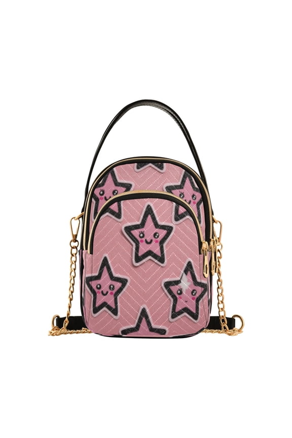 Cross Body Shoulder Handbags Bags Fashion Starry Pink Smiles Pattern