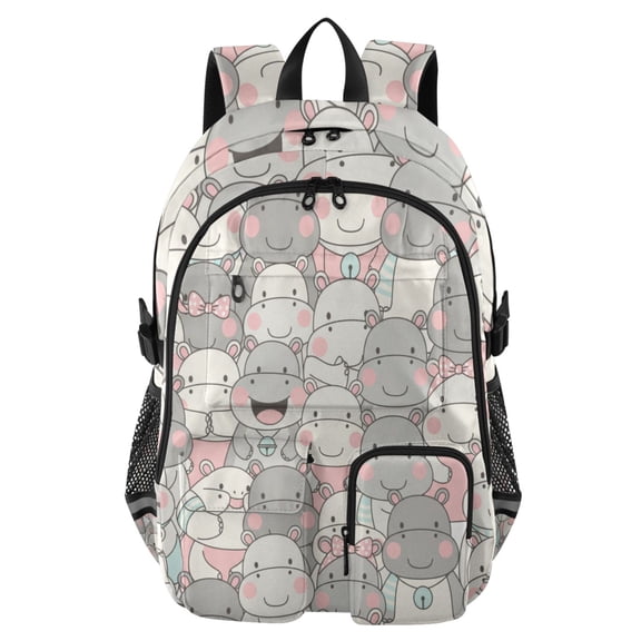 DIXRUYEE Cute Baby Hippo Backpack for School 14Laptop Compatible with Reflective Safety Strips