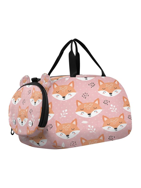 Cute Fox Scale Duffel Bag With Ventilated Shoe Pocket & Adjustable Strap for Gym, Dance & Travel