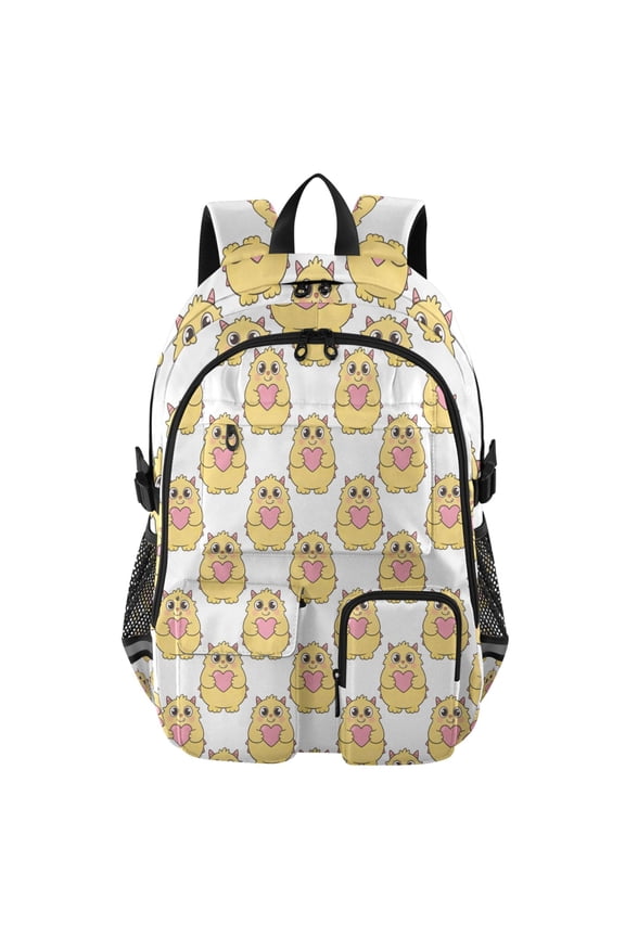 Cute Little Monster Backpack for School 14Laptop Compatible with Reflective Safety Strips