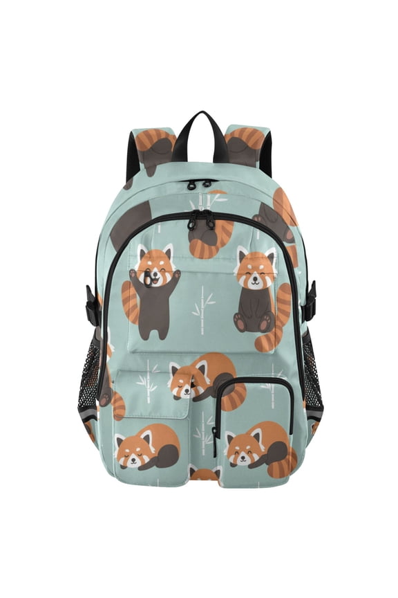 Cute Red Panda Backpack for School 14Laptop Compatible with Reflective Safety Strips