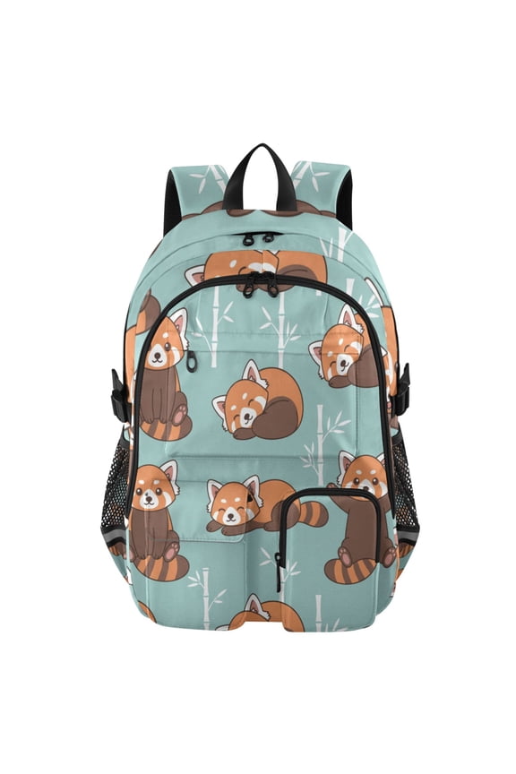 Cute Red Panda Backpack for School 14Laptop Compatible with Reflective Safety Strips