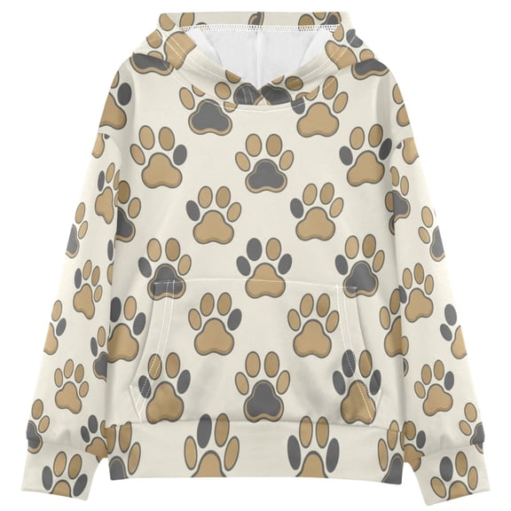 DIXRUYEE Cute_cat_paw Print Hoodie Casual Pullover Sweatshirt With Kangaroo Pocket