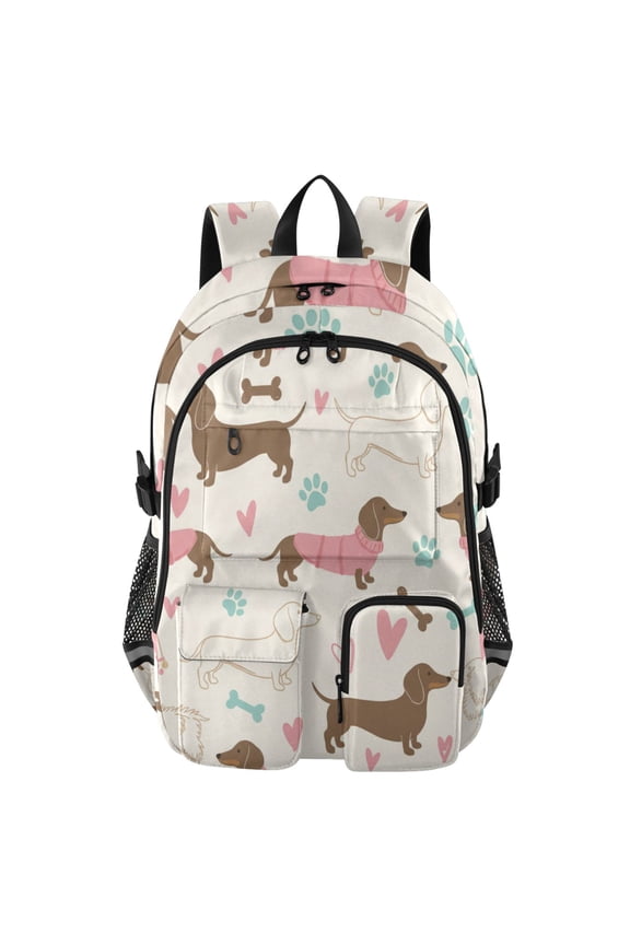 Dachshund Backpack for School 14Laptop Compatible with Reflective Safety Strips