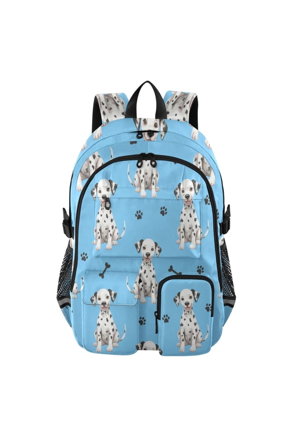 Dalmatian Dogs Backpack for School 14”Laptop Compatible with Reflective Safety Strips