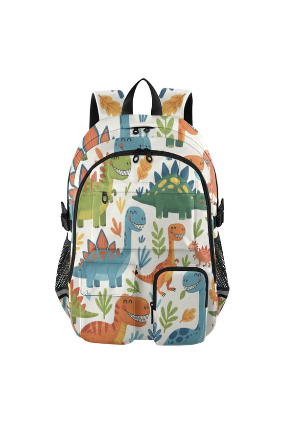 Dinosaurs Backpack for School 14Laptop Compatible with Reflective Safety Strips