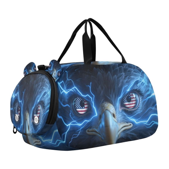 DIXRUYEE Eagle Eyes Lightning Banner Scale Duffel Bag With Ventilated Shoe Pocket & Adjustable Strap for Gym, Dance & Travel