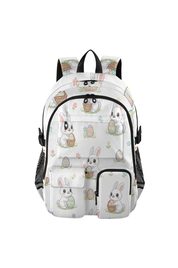 Easter Bunny Backpack for School 14Laptop Compatible with Reflective Safety Strips