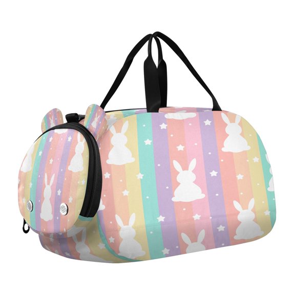 DIXRUYEE Fantasy Rabbit Pattern Scale Duffel Bag With Ventilated Shoe Pocket & Adjustable Strap for Gym, Dance & Travel