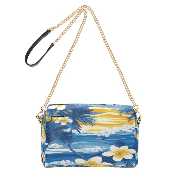 DIXRUYEE Fashion Triple Zip Small Crossbody Bag Creatively Beach Paradise Pattern