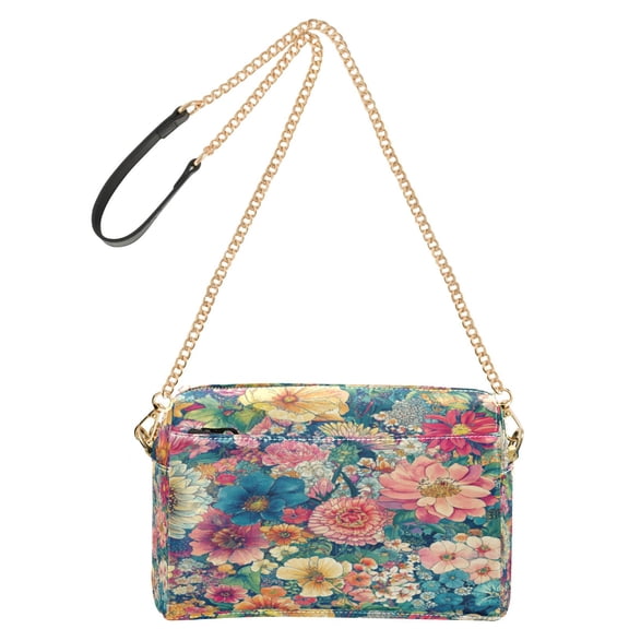 DIXRUYEE Fashion Triple Zip Small Crossbody Bag Creatively Blooming Tapestry Pattern