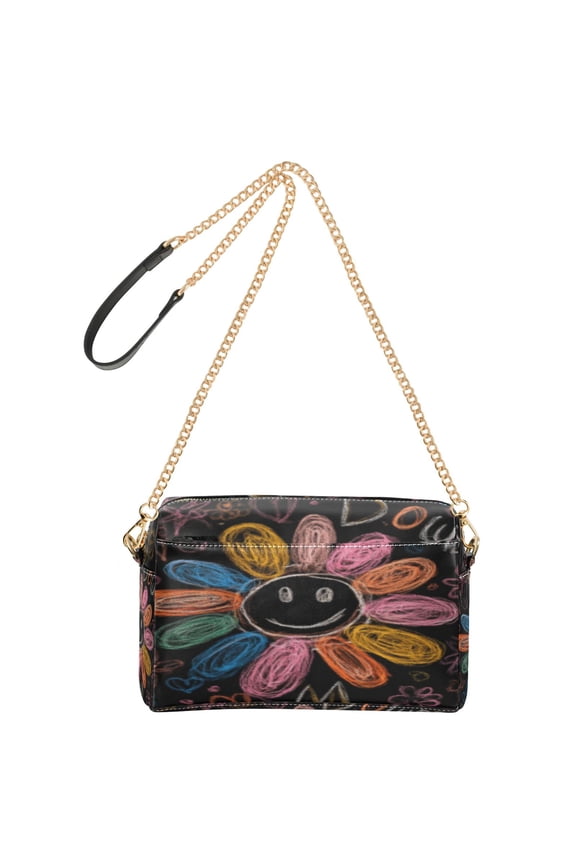 Fashion Triple Zip Small Crossbody Bag Creatively Colorful Joy Pattern