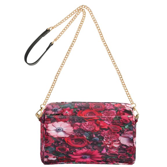 DIXRUYEE Fashion Triple Zip Small Crossbody Bag Creatively Crimson Elegance Pattern